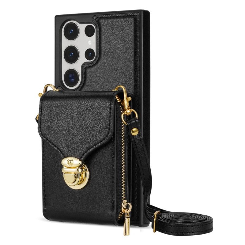 Kryt Na Samsung Galaxy S25 Ultra 5g Peněženka Na Zip A Přes Rameno
