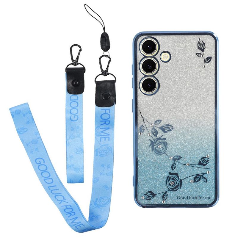 Kryt Na Samsung Galaxy S26 Květiny A Kamínky S Popruhem Kadem