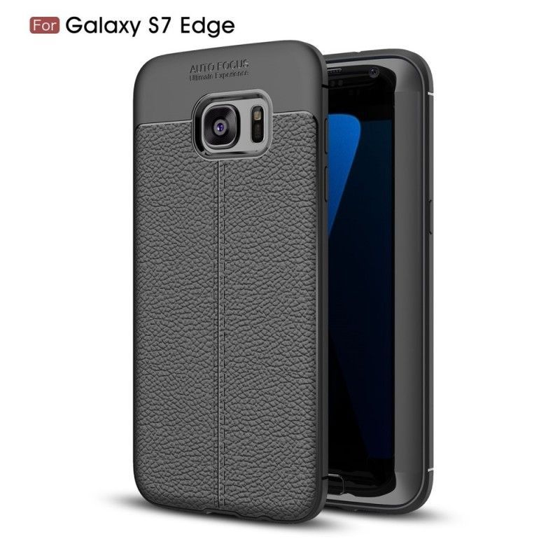 Kryt Na Samsung Galaxy S7 Edge Litchi S Dvojitým Koženým Efektem