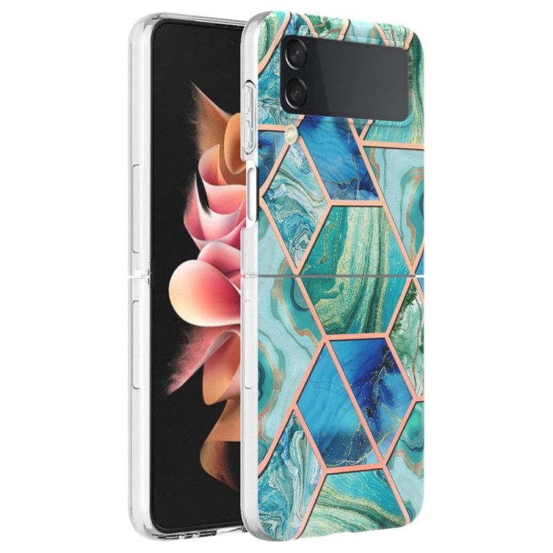 Kryt Na Samsung Galaxy Z Flip 4 Flipové Pouzdro Geometrický Mramor