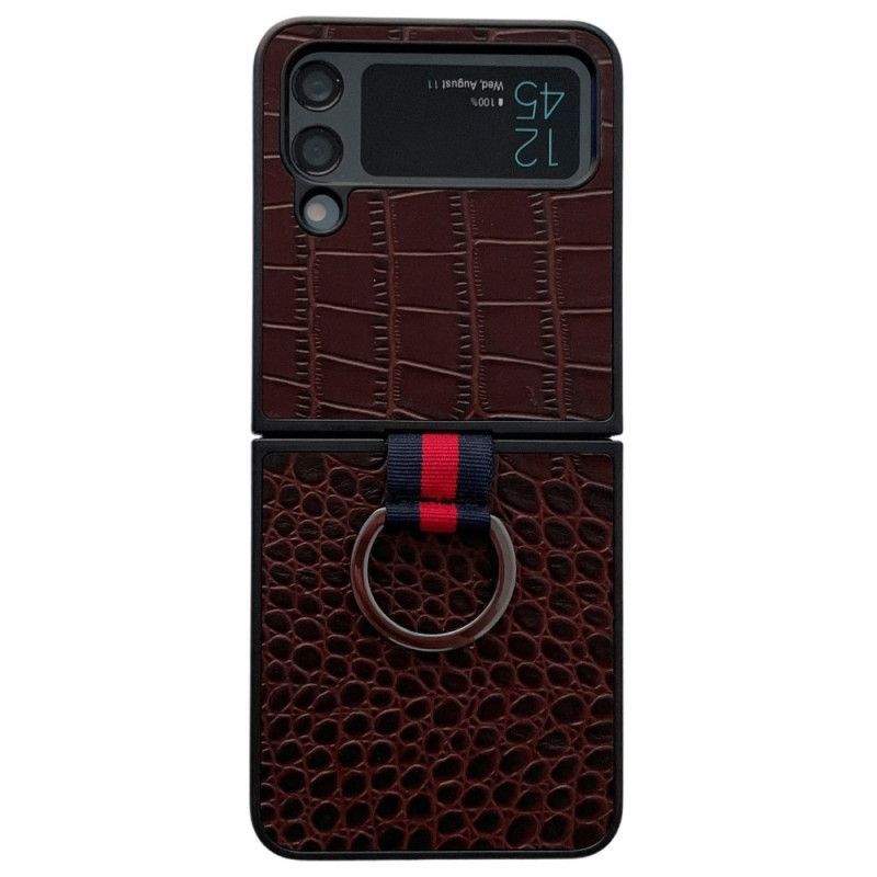 Kryt Na Samsung Galaxy Z Flip 4 Flipové Pouzdro Krokodýl A Prstenový Styl
