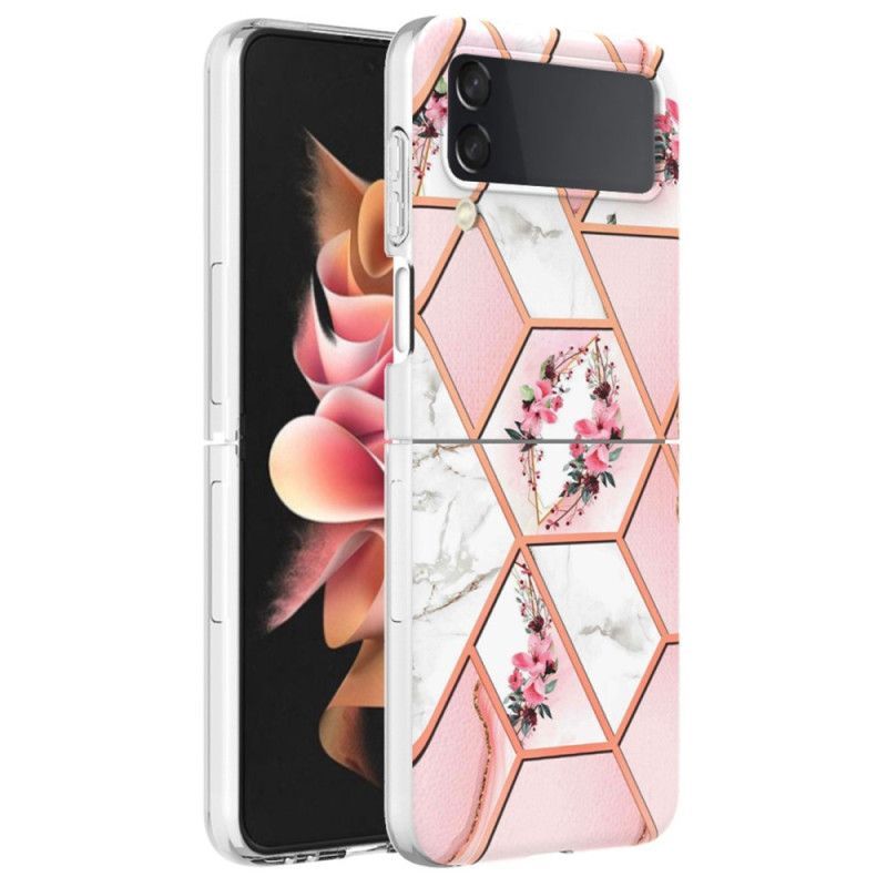 Kryt Na Samsung Galaxy Z Flip 4 Flipové Pouzdro Květinový Mramor