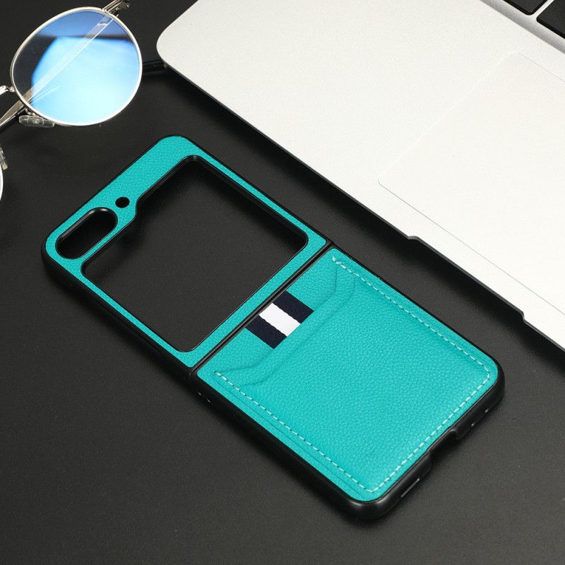 Kryt Na Samsung Galaxy Z Flip 5 Kožený Držák Karet Litchi