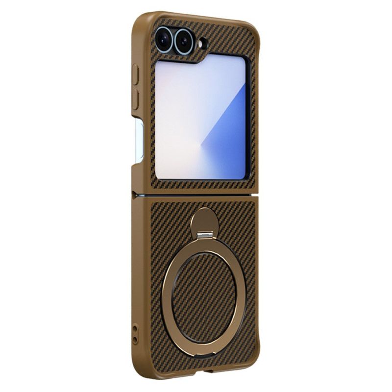 Kryt Na Samsung Galaxy Z Flip 7 Fe Design Z Uhlíkových Vláken S Magnetickým Stojánkem