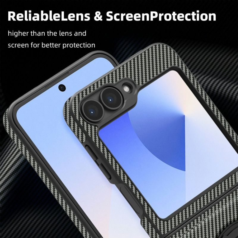 Kryt Na Samsung Galaxy Z Flip 7 Fe Magnetické Uhlíkové Vlákno A Stojánek