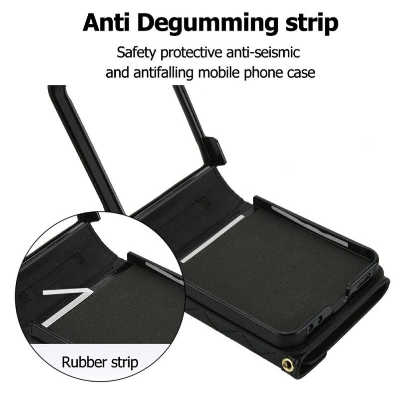 Kryt Na Samsung Galaxy Z Flip 7 Polstrované Pouzdro Na Karty A Ramenní Popruh