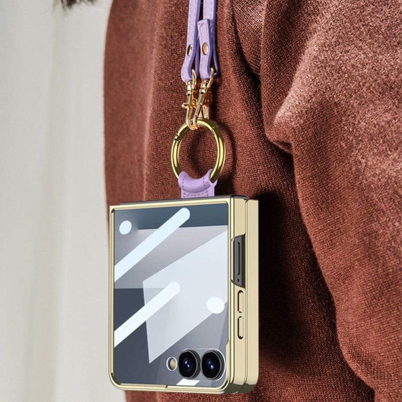 Kryt Na Samsung Galaxy Z Flip 7 Tkaná Textura S Držákem Na Prsteny