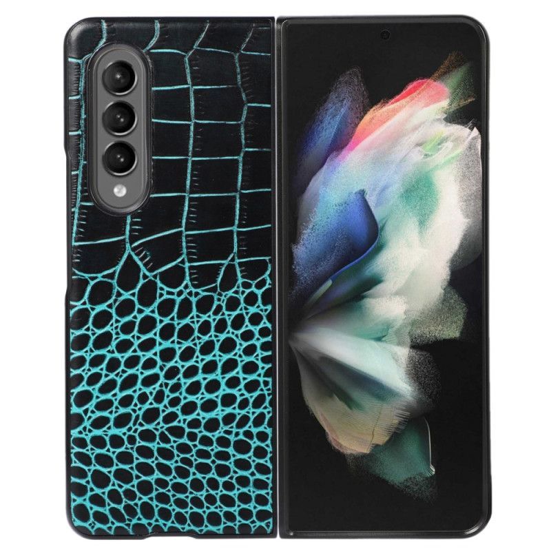 Kryt Na Samsung Galaxy Z Fold 4 Módní Pravá Kůže S Efektem Krokodýla