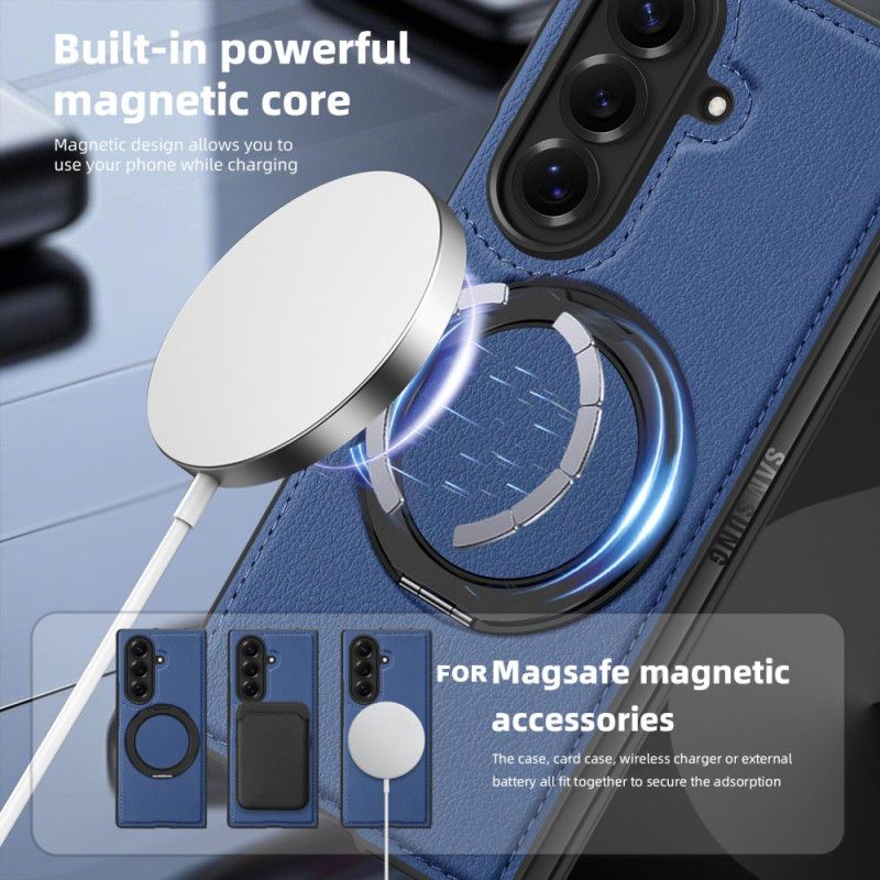 Kryt Na Samsung Galaxy Z Fold 7 Kožený Efekt Kompatibilní S Magsafe S Otočným Kroužkem O