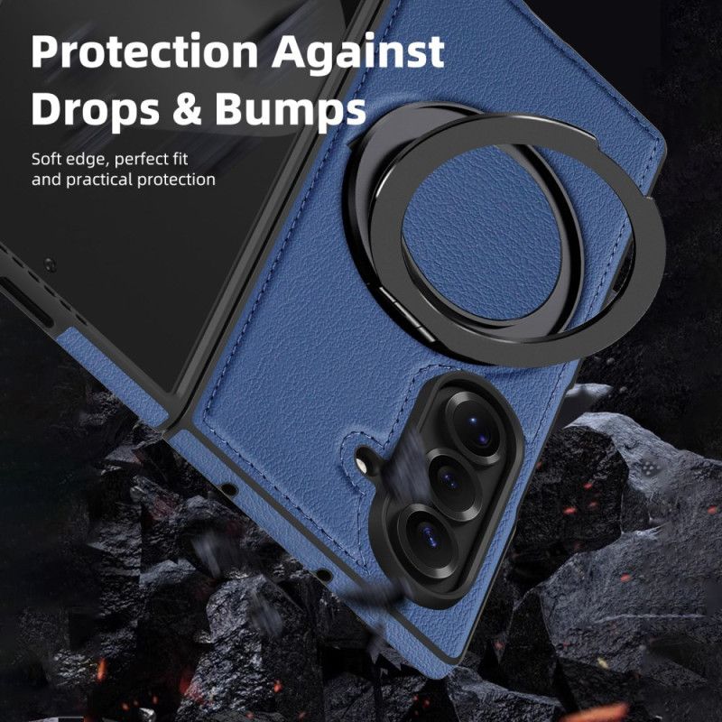 Kryt Na Samsung Galaxy Z Fold 7 Kožený Efekt Kompatibilní S Magsafe S Otočným Kroužkem O