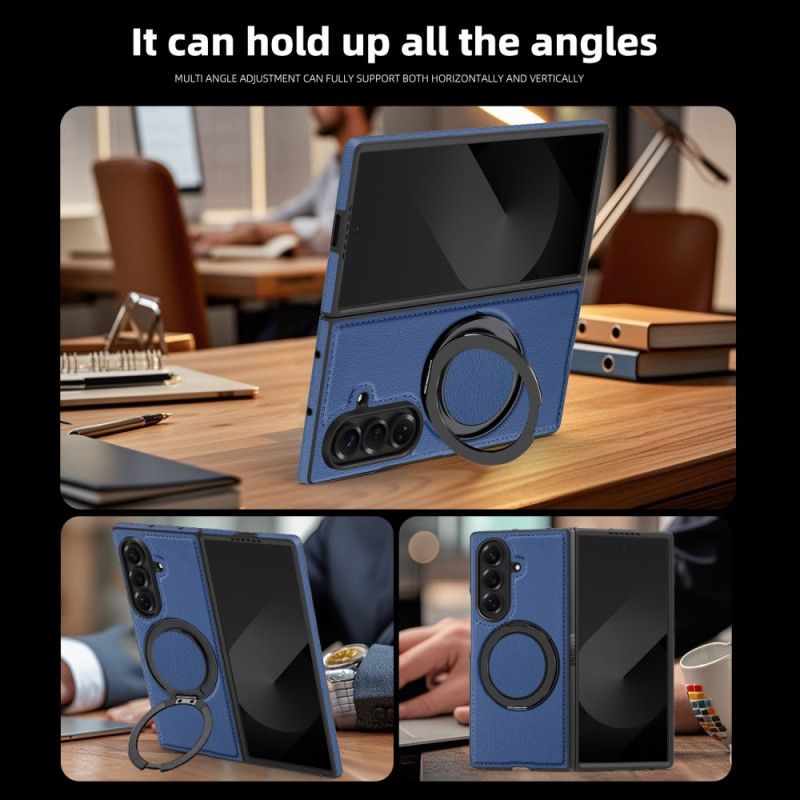 Kryt Na Samsung Galaxy Z Fold 7 Kožený Efekt Kompatibilní S Magsafe S Otočným Kroužkem O