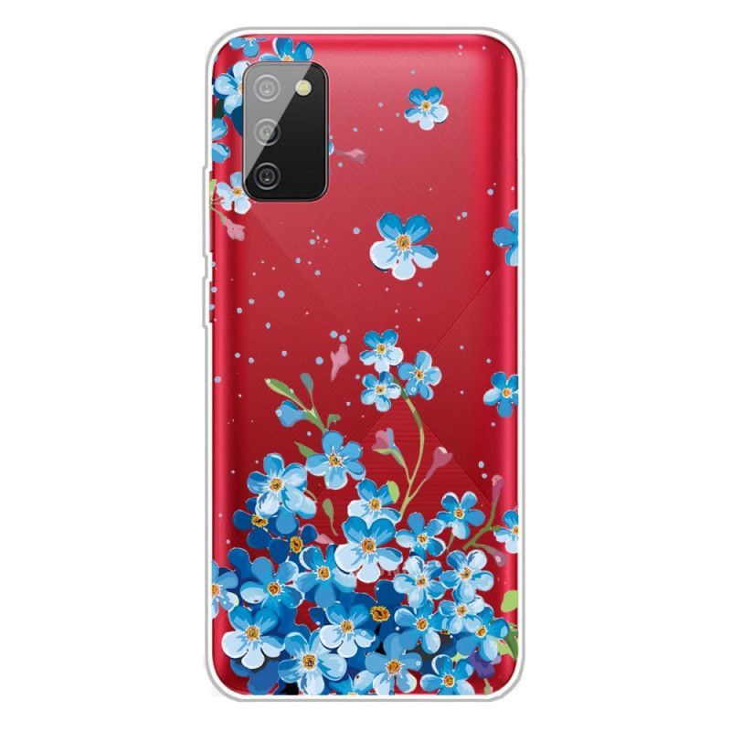 Kryt Samsung Galaxy A02s Modré Květy