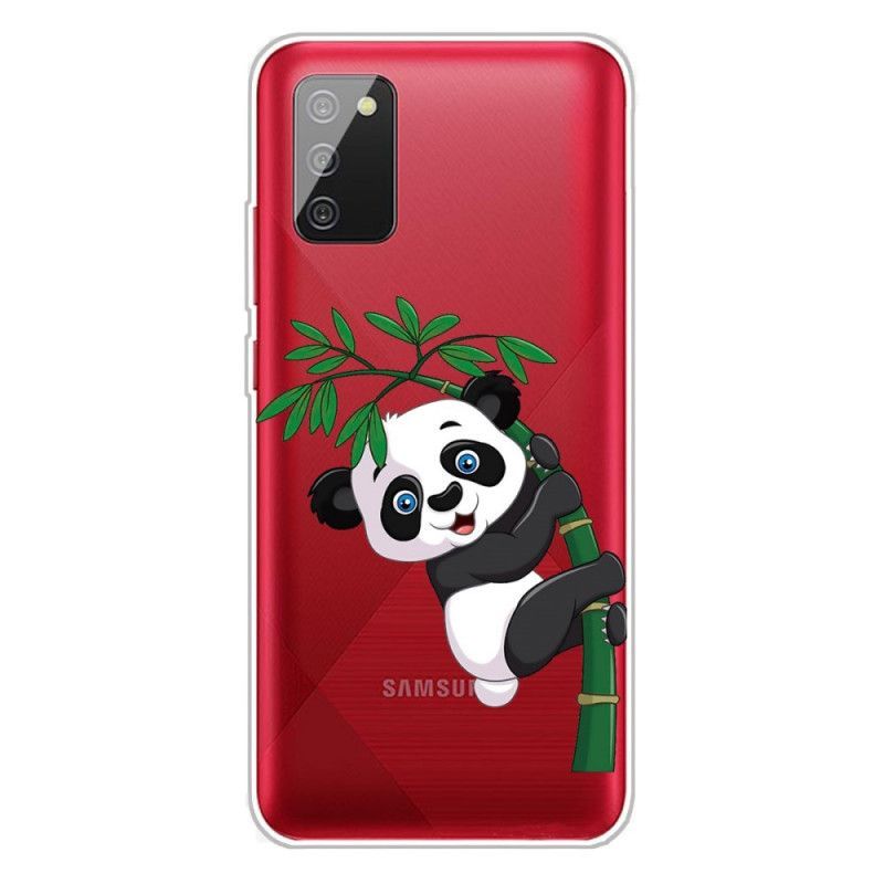 Kryt Samsung Galaxy A02s Průhledná Panda Na Bambusu