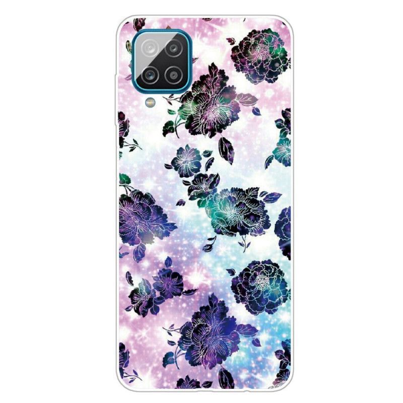 Kryt Samsung Galaxy A12 Barevné Vintage Květiny