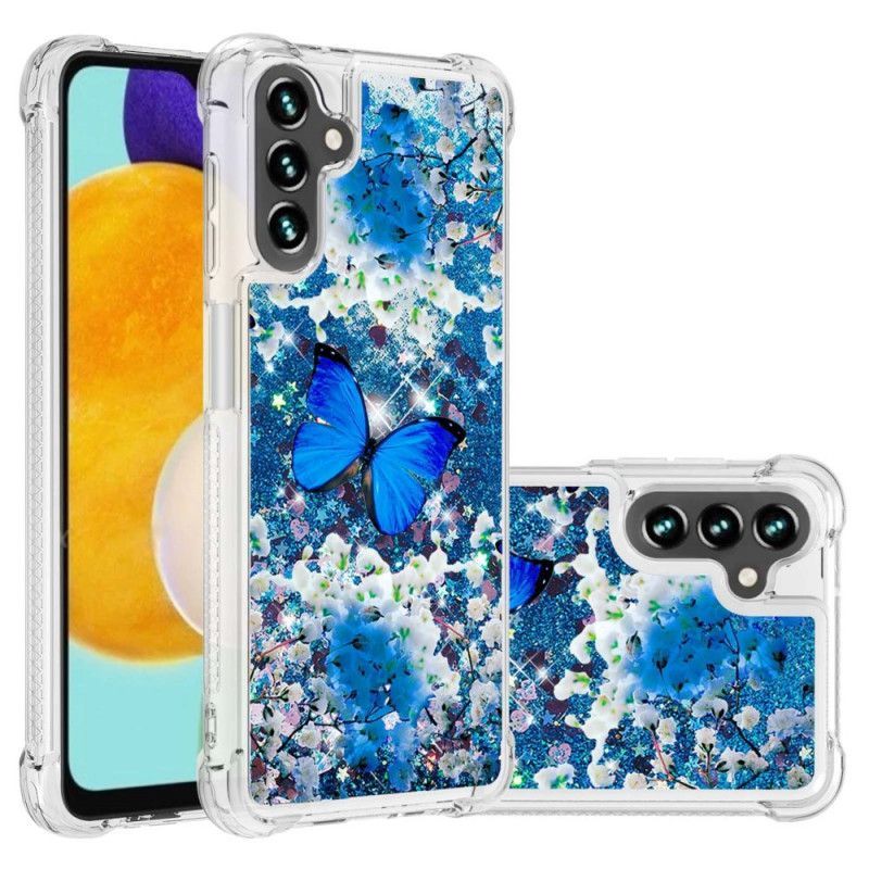 Kryt Samsung Galaxy A13 5g Modří Třpytiví Motýlci