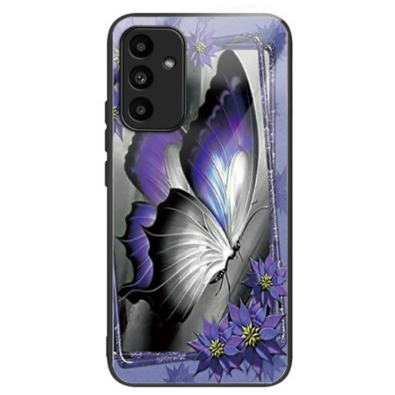 Kryt Samsung Galaxy A15 Fialové Tvrzené Sklo Butterfly