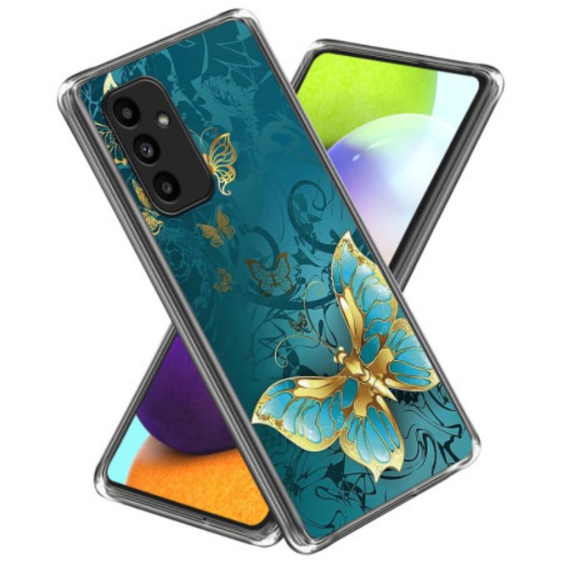 Kryt Samsung Galaxy A15 Zelený A Zlatý Motýl
