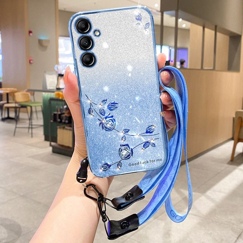 Kryt Samsung Galaxy A16 5g Kamínky A Květiny S Páskem Kadem