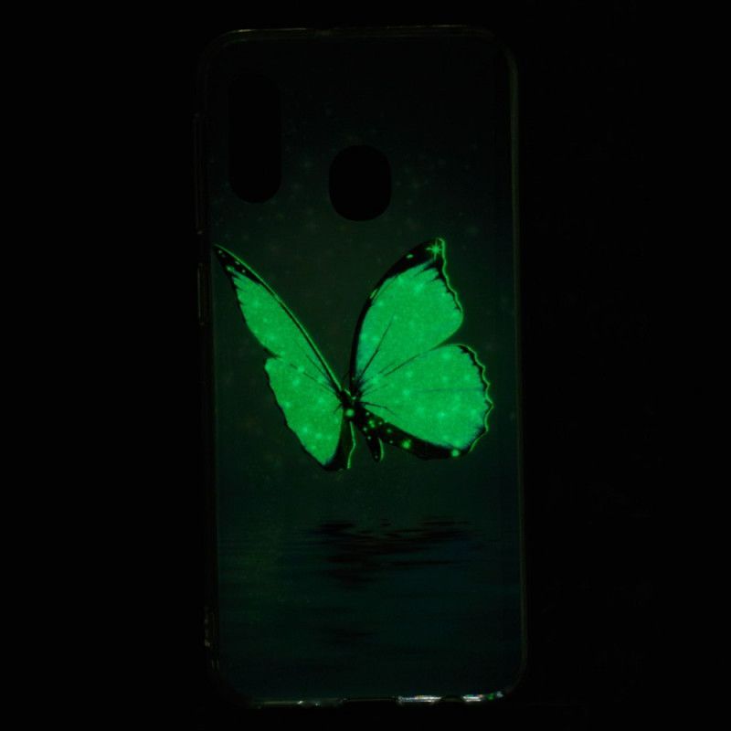 Kryt Samsung Galaxy A20e Fluorescenční Modrý Motýl