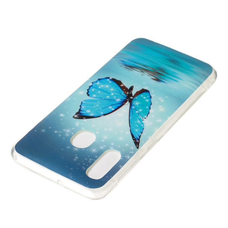 Kryt Samsung Galaxy A20e Fluorescenční Modrý Motýl