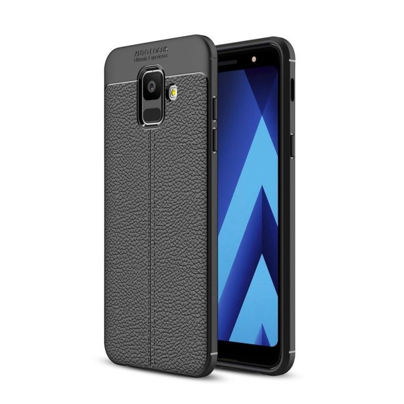 Kryt Samsung Galaxy A6 Litchi S Dvojitým Koženým Efektem