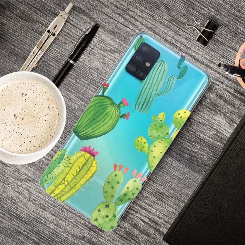 Kryt Samsung Galaxy A71 Akvarelové Kaktusy