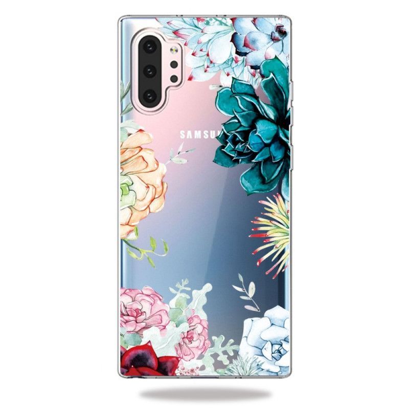 Kryt Samsung Galaxy Note 10 Plus Průhledné Akvarelové Květiny