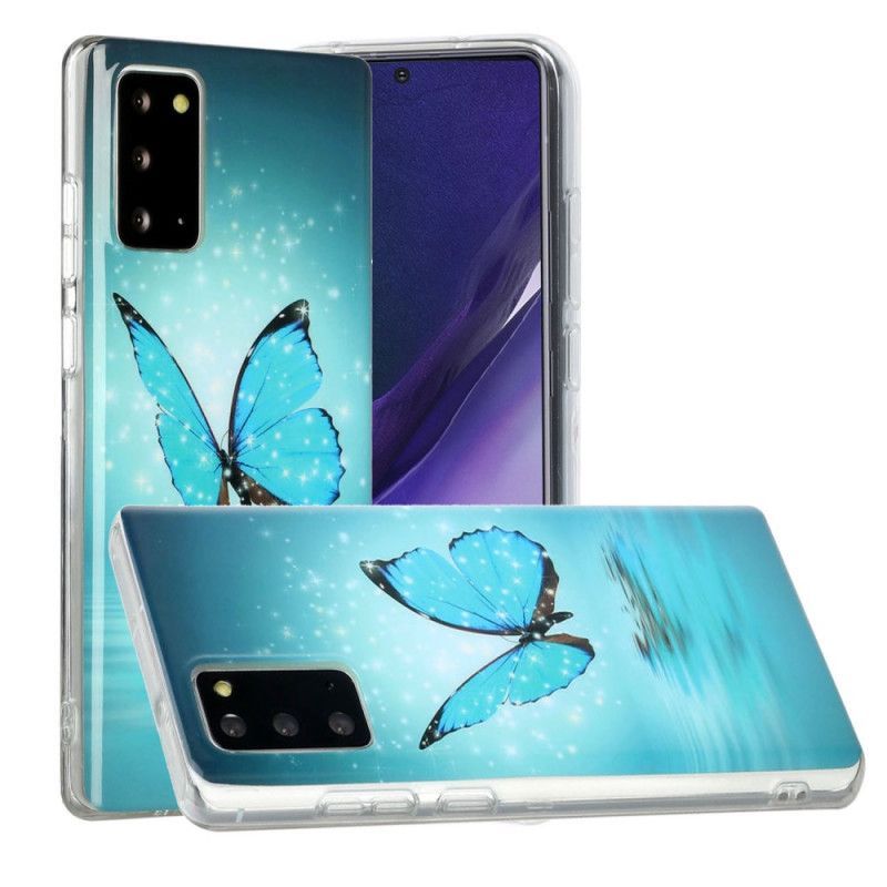 Kryt Samsung Galaxy Note 20 Fluorescenční Modrý Motýl