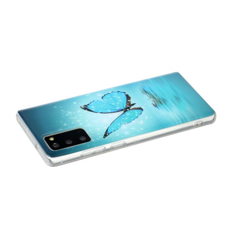 Kryt Samsung Galaxy Note 20 Fluorescenční Modrý Motýl