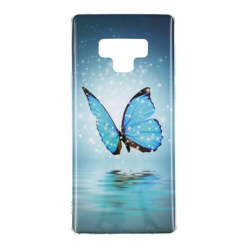 Kryt Samsung Galaxy Note 9 Fluorescenční Modrý Motýl