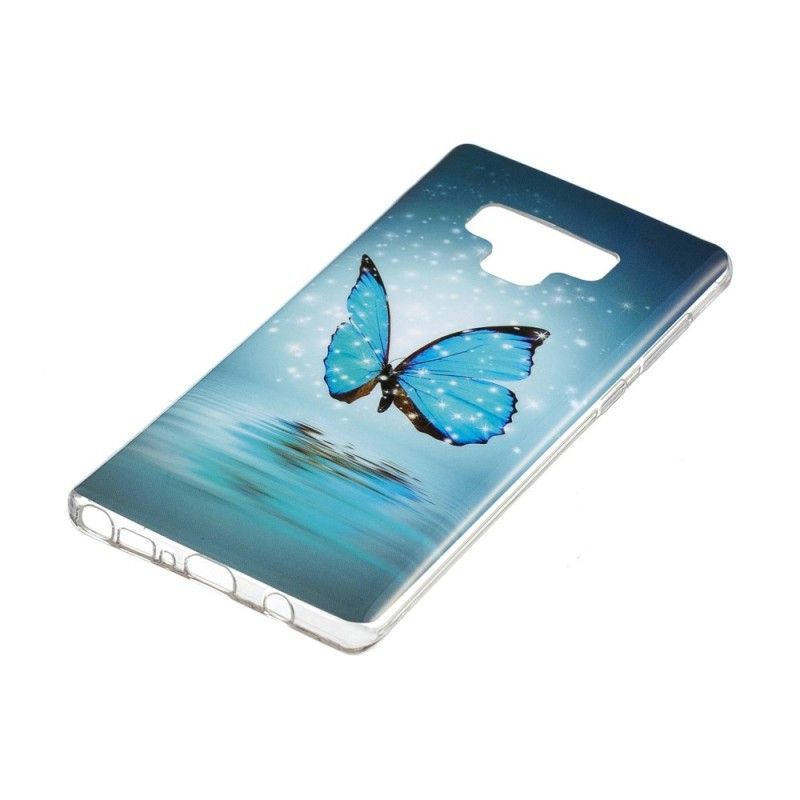 Kryt Samsung Galaxy Note 9 Fluorescenční Modrý Motýl