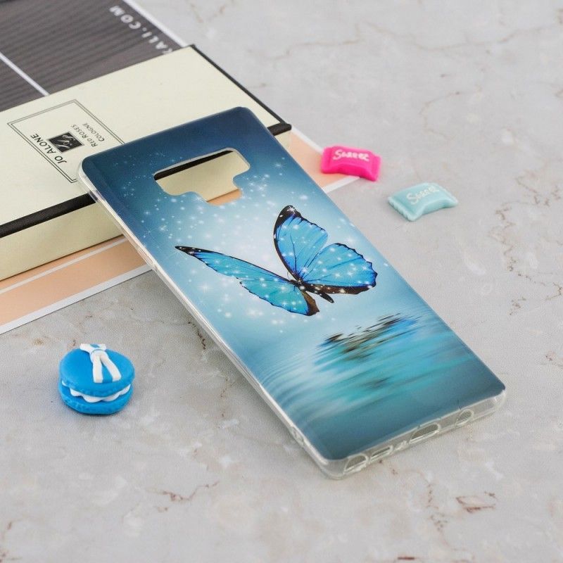 Kryt Samsung Galaxy Note 9 Fluorescenční Modrý Motýl