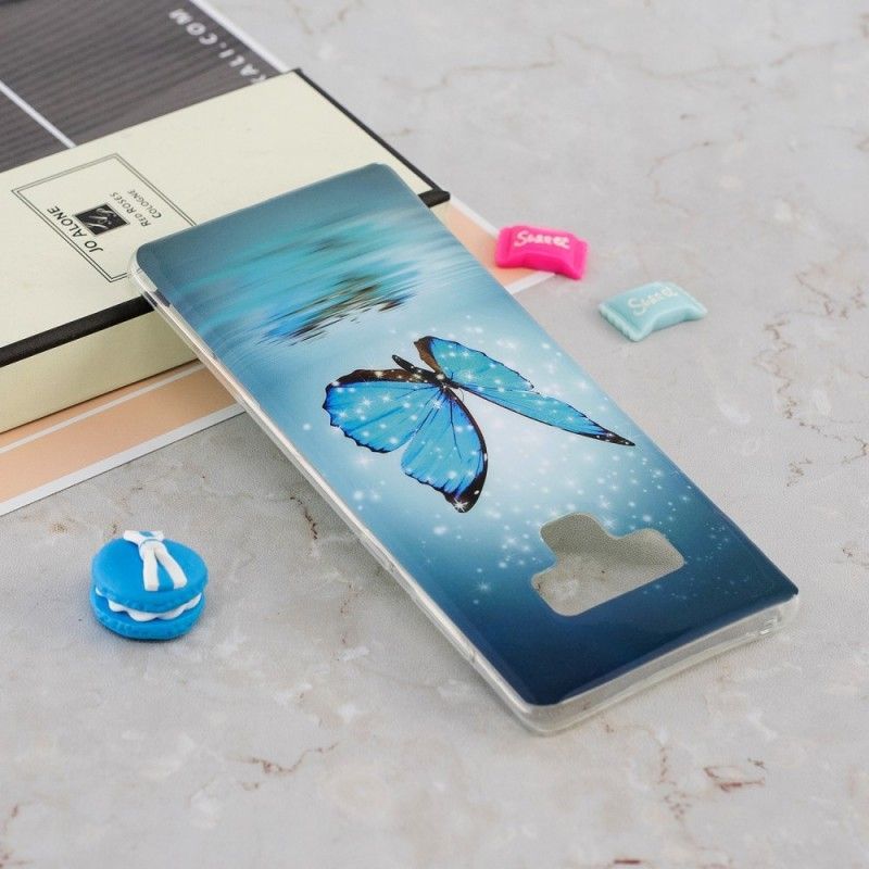 Kryt Samsung Galaxy Note 9 Fluorescenční Modrý Motýl