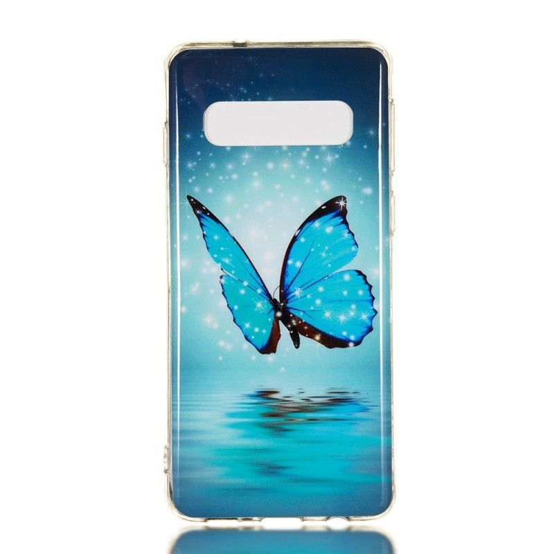Kryt Samsung Galaxy S10 Fluorescenční Modrý Motýl