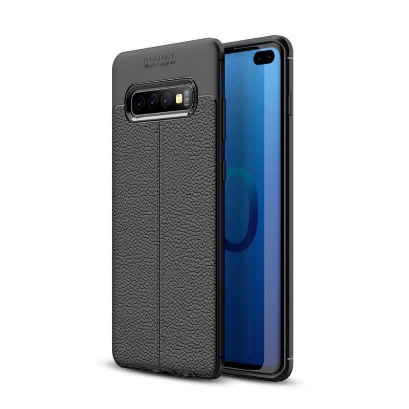 Kryt Samsung Galaxy S10 Plus Litchi S Dvojitým Koženým Efektem