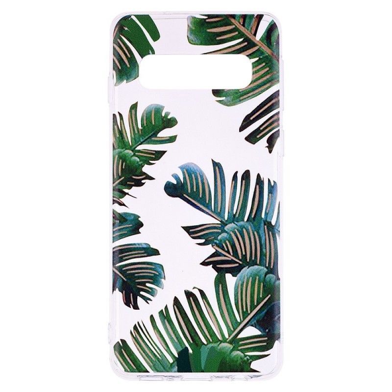 Kryt Samsung Galaxy S10 Plus Průhledné Zelené Listy