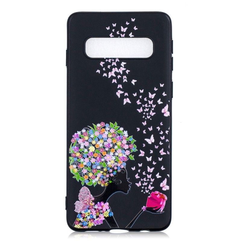 Kryt Samsung Galaxy S10 Žena S Květinou