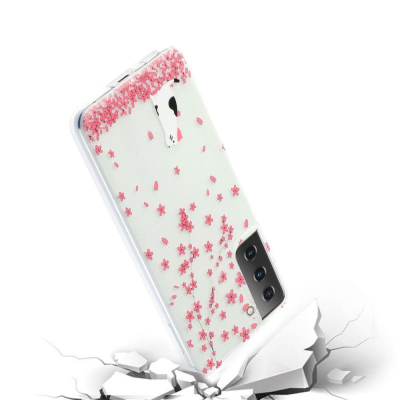 Kryt Samsung Galaxy S21 5g Okvětní Lístky A Kočka