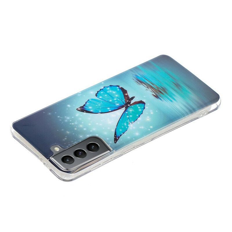 Kryt Samsung Galaxy S21 Fe Fluorescenční Modrý Motýl