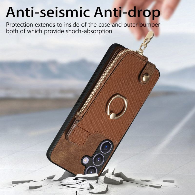 Kryt Samsung Galaxy S24 Plus 5g Kryty Na Mobil S Držákem Na Karty Na Zip A Stojánkem