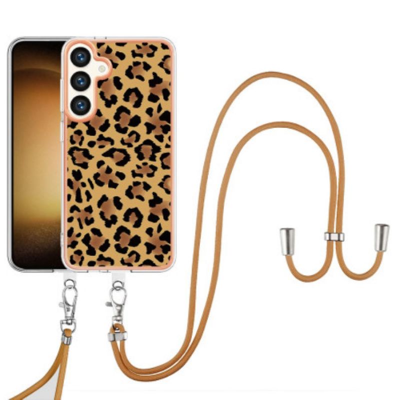 Kryt Samsung Galaxy S24 Plus 5g Stahovací Šňůrka Leopardí Potisk