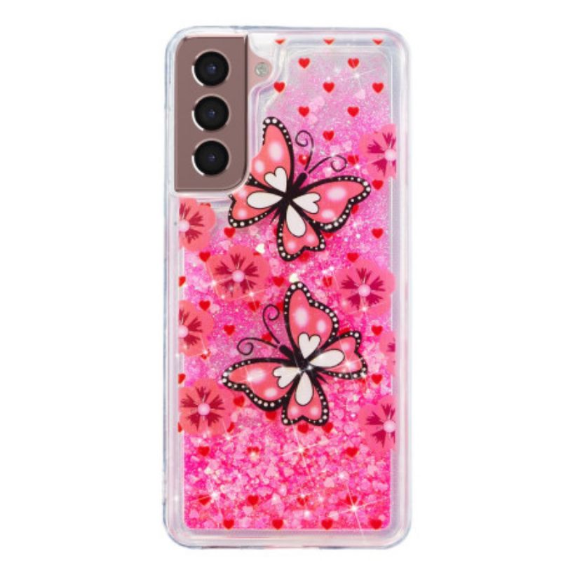 Kryt Samsung Galaxy S24 Plus 5g Tekuté Třpytky Red Butterflies