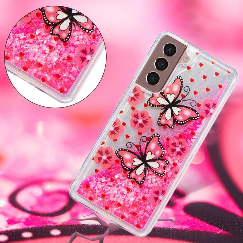 Kryt Samsung Galaxy S24 Plus 5g Tekuté Třpytky Red Butterflies