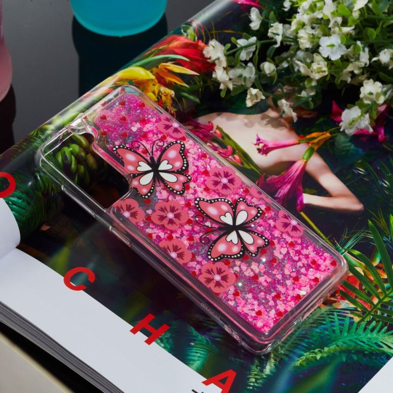 Kryt Samsung Galaxy S24 Plus 5g Tekuté Třpytky Red Butterflies