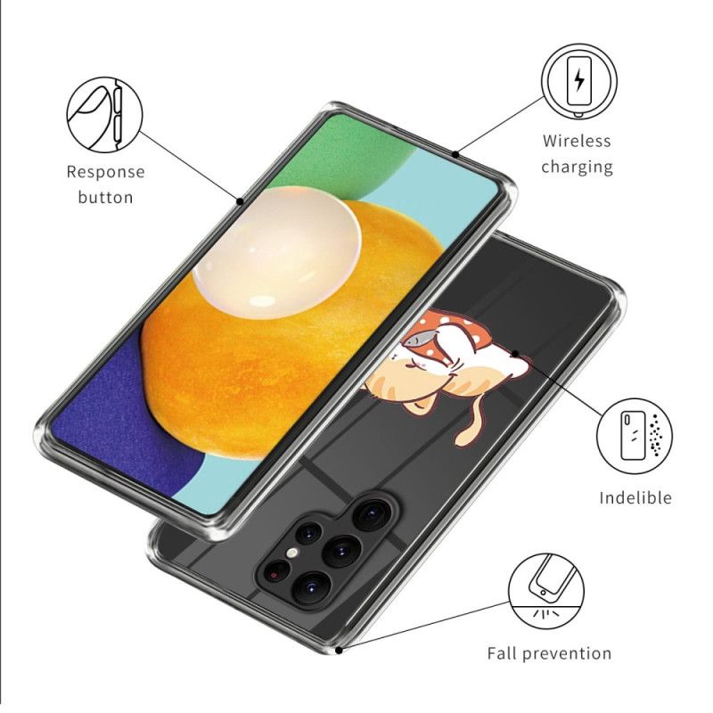 Kryt Samsung Galaxy S24 Ultra 5g Kočka Na Červeném Polštáři