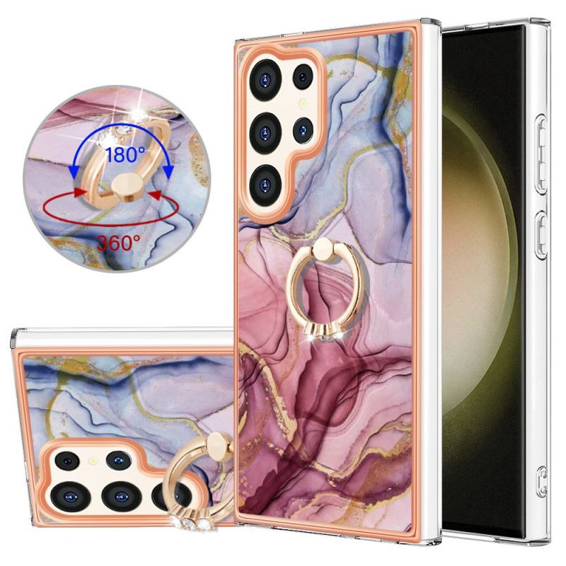 Kryt Samsung Galaxy S24 Ultra 5g S Podpěrným Kroužkem Ve Stylu Mramoru