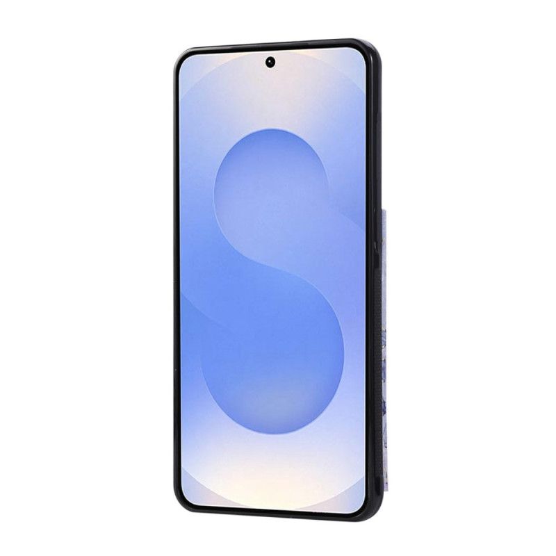 Kryt Samsung Galaxy S25 5g Edge Držák Na Karty S Květinovým Vzorem