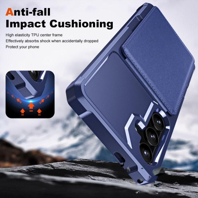 Kryt Samsung Galaxy S25 5g Kryty Na Mobil Pouzdro Na Karty A Stojánek S Metalickým Efektem