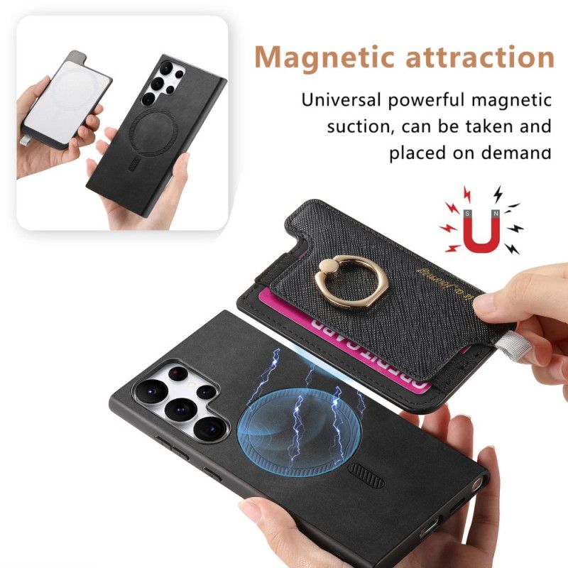 Kryt Samsung Galaxy S25 Ultra 5g Kryty Na Mobil Odnímatelné Držák Karet V Semišovém Stylu