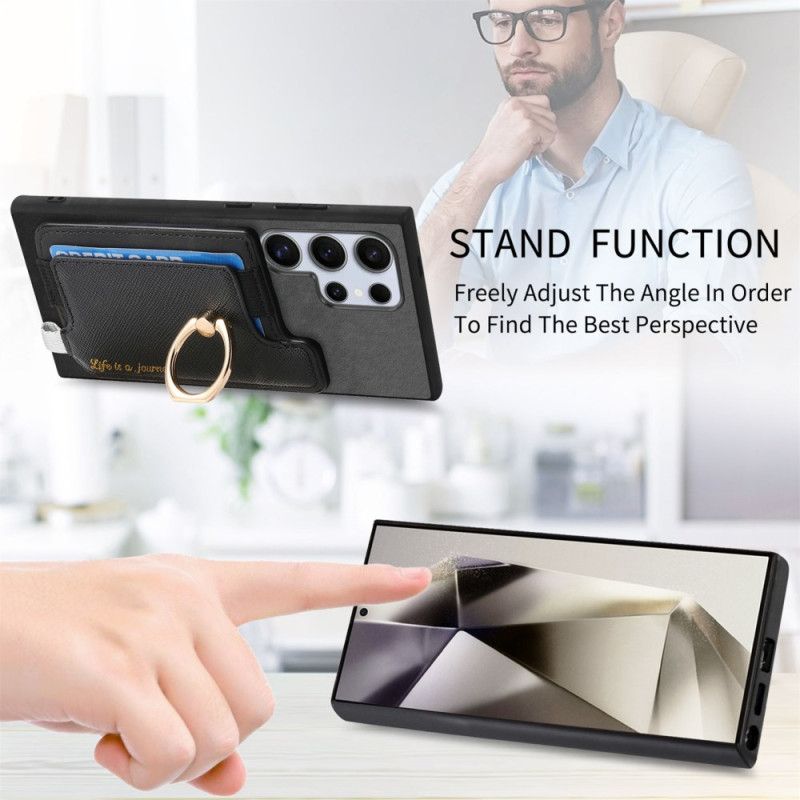 Kryt Samsung Galaxy S25 Ultra 5g Kryty Na Mobil Odnímatelné Držák Karet V Semišovém Stylu
